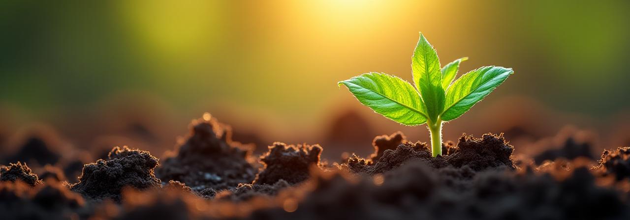 Close-up of green sprout in soil