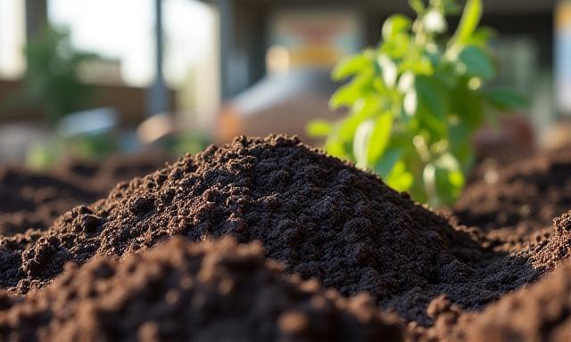 Bag of organic compost and soil amendments